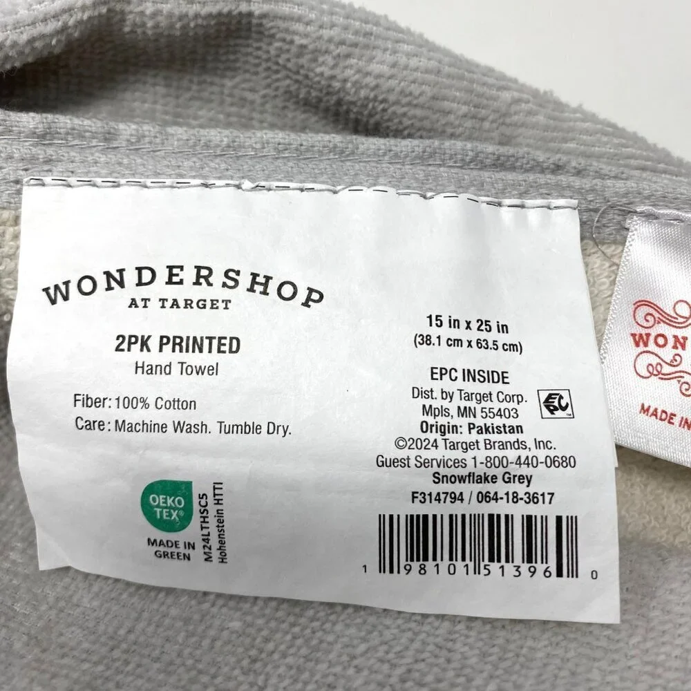 Target 2 Pack Christmas Snowflake Hand Towels Snowflake Gray/White Wondershop™